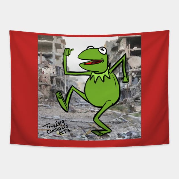 Kermit the new arrivals frog tapestry