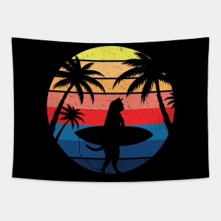 cat surf gifts cute cat surfing summer Tapestry