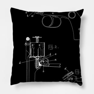 Revolving Fire Arm Vintage Patent Hand Drawing Pillow