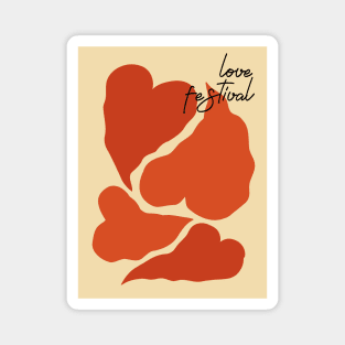 Love festival, Romantic, Red hearts print, Valentine's Day, Retro art, Aesthetic poster, Abstract Magnet