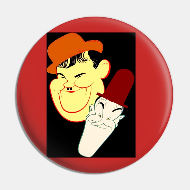 Laurel and Hardy Vintage Comic Caricature Print Pin by posterbobs