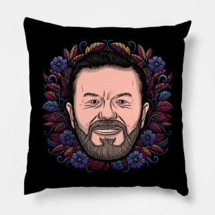 Ricky Gervais (Flowered) Pillow