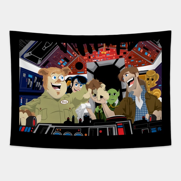 Space Parody Mix Up Tapestry by CuddleswithCatsArt