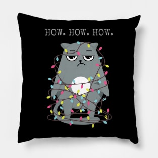 Awkward Christmas Cat "How.How.How." Pillow