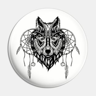 Wolf Dream Catcher Pin