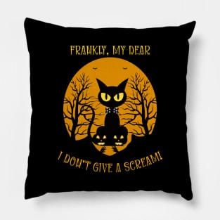 Halloween Trick Or Treat Frankly I Dont Give A Scream Black Cat Pillow