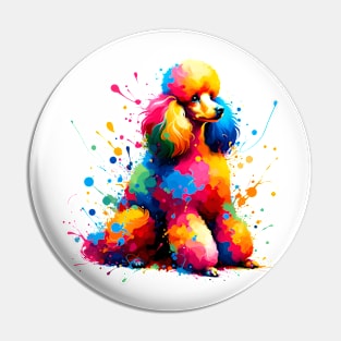 Colorful Abstract Poodle in Paint Splash Style Pin