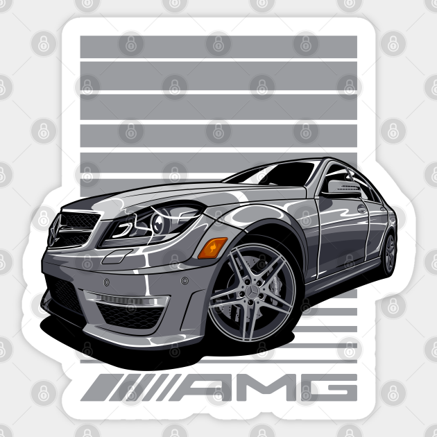 Groene achtergrond Wrak Dat Benz W204 C63 AMG - Mercedes Benz - Sticker | TeePublic