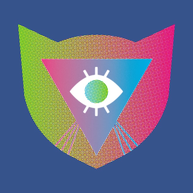 Rainbow Laser Cat Whiskers Evil Eye LGBTQIA2S+ Pink Green Triangle Shield Protection Optical Illusion Illuminati Y2K Graphic Design by TriangleWorship