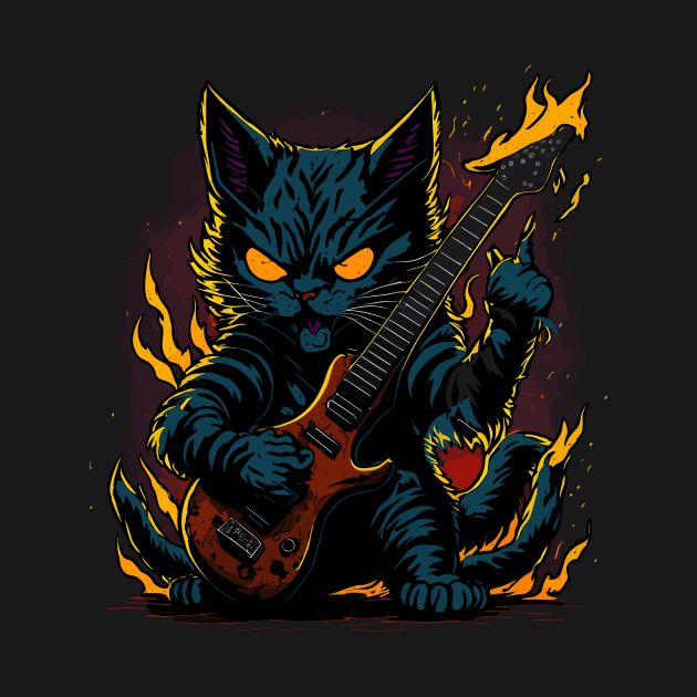 Heavy metal Cat, Hard Rock, Kitten by Stoiceveryday