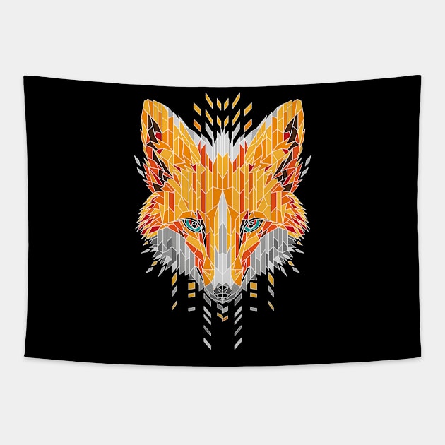 Geometrical Red Fox Tapestry by jun087