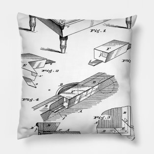 Billiard Table Vintage Patent Hand Drawing Pillow