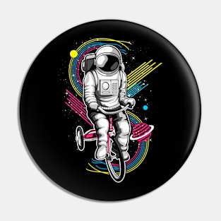 Astronaut In Space Playing Bike Pin