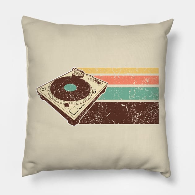 Vintage distressed DJ turntable Pillow by Styleuniversal