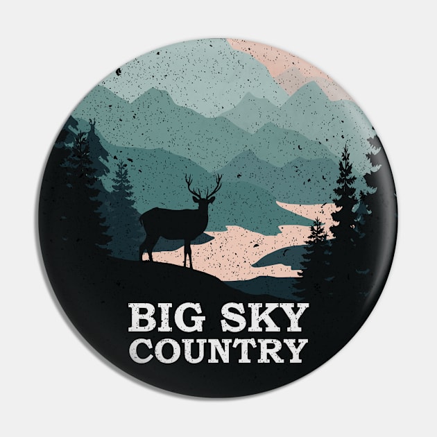 Big Sky Country Montana MT Vintage Mountains Hiking Souvenir Pin by kalponik