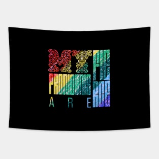 Express Yourself! Custom Pronoun Rainbow Pride Merch Tapestry