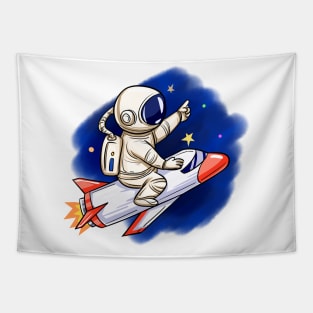 Astronaut Rocket Ride Tapestry