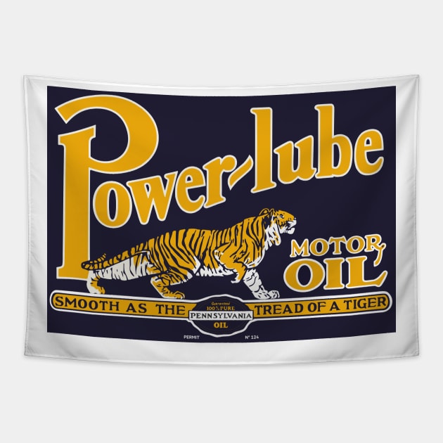 Power Lube Motor Oil old sign reproduction Tapestry by Hit the Road Designs