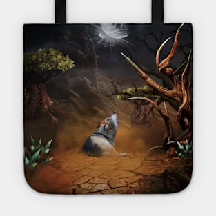 Awesome wolf in the dark night Tote