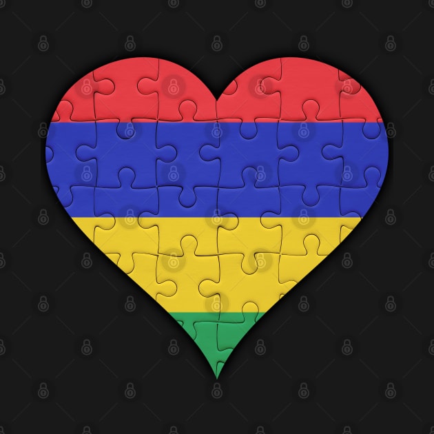 Mauritian Jigsaw Puzzle Heart Design - Gift for Mauritian With Mauritius Roots by Country Flags