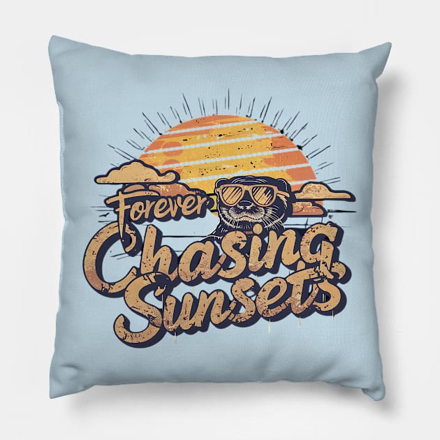 Forever chasing sunset Pillow by ZaxiDesign