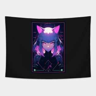 Anime Cat Girl | Quality Anime Design | Chibi Cat Girl Miaw | Manga Anime Art Tapestry