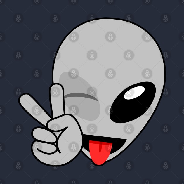 Alien Wink Peace Tongue Emoji by SpaceAlienTees