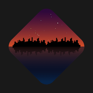 view of the city by the lake in the evening T-Shirt