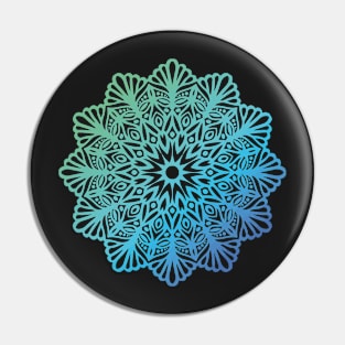 Rainbow Mandala Blue Green Pin