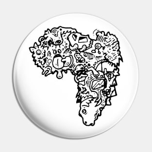 Continent of South America Doodle Art Pin