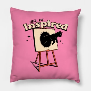 Inspired Black Cat in pink Pillow