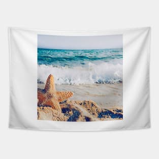 Starfish Resting with  Sea View Tapestry