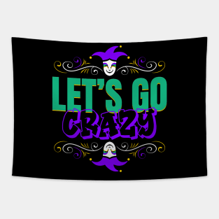 Lettering Let's Go Crazy For Mardi Gras Tapestry