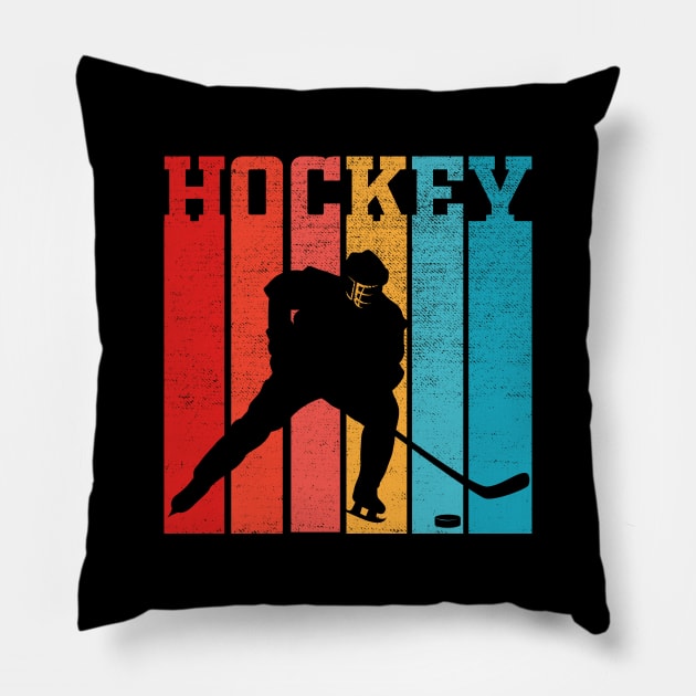 Retro Hockey Gift For Hockey Players Vintage Pillow by DragonTees