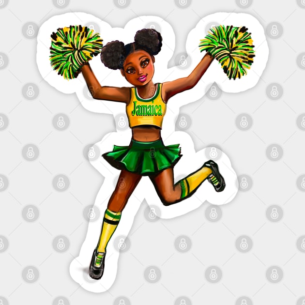 jamaican Inspirational motivational affirmation Cheer leader with Pom poms  - Cheer Squad - anime girl cheerleader with Afro