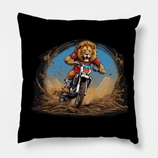 Motocross Supercross Kid Lion Riding Dirt bike King Of The Jungle Motorcycle Children Gift Dirt Biking Lion Pillow