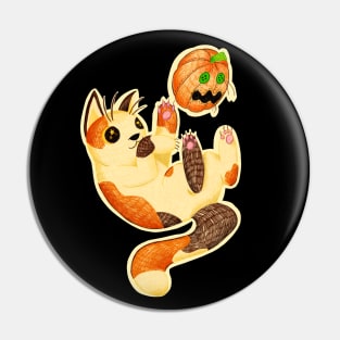 Spooky Halloween Calico Kitty Cat Pin