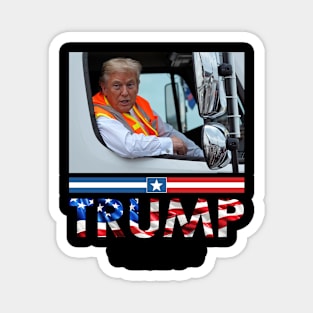 Donald Trump In Garbage Truck Team Garbage For Trump 2024 Magnet