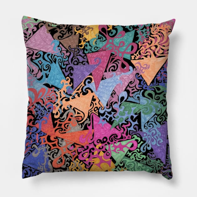 Interlaced Tentacled Triangles Pillow by Barschall