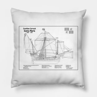 Santa Maria ship - Christopher Columbus Carrack Nau 15th century - BD Pillow