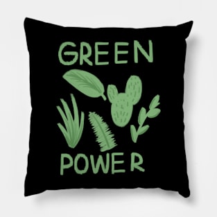 Green Power Cute Plant T-shirt Design Pillow