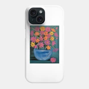 A beautiful bouquet of mixed flowers in a glass vase Phone Case