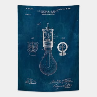 Blueprint Light Bulb Patent Tapestry