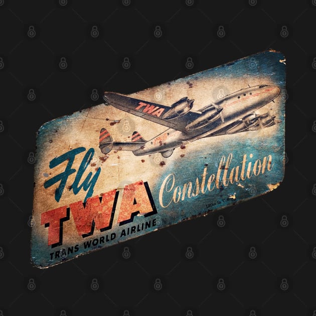 Authentic Vintage Fly TWA Constellation Luggage Sticker by offsetvinylfilm