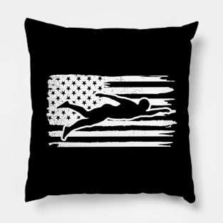 Swimming vintage america flag art Pillow