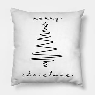 Merry Christmas - One Line Christmas Tree (Black) Pillow