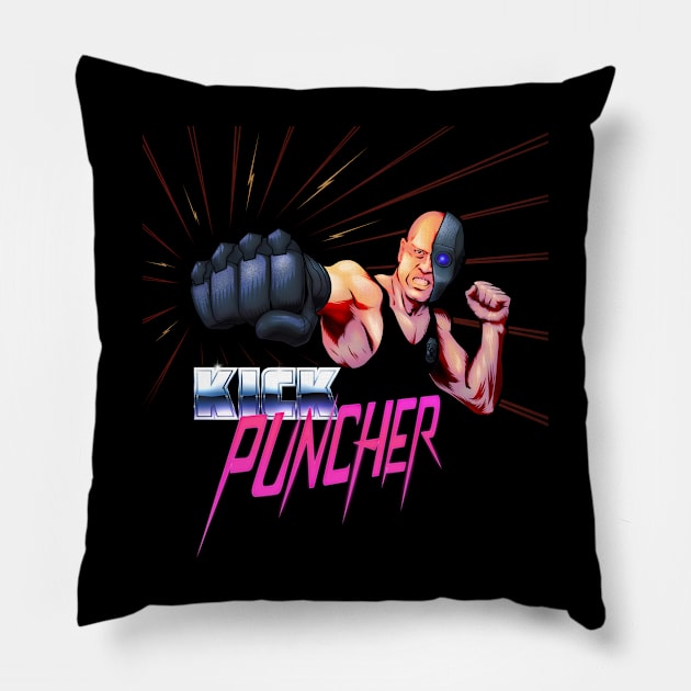 Kick Puncher (in black) Pillow by MunkeeWear