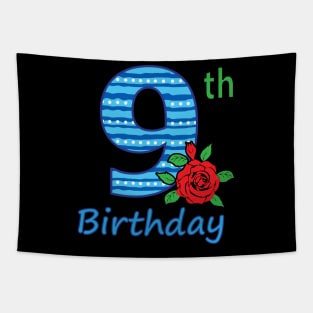 9th Floral - 9th Birthday - Flower - Floral - Birthday Party gift T-Shirt Tapestry