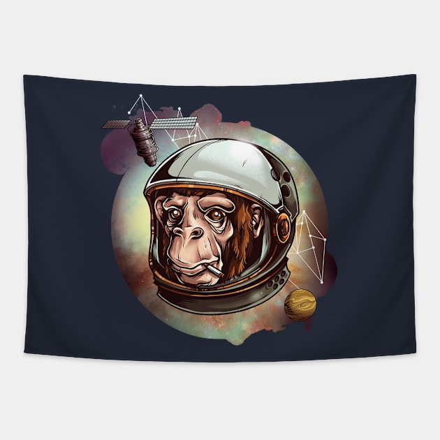 Cosmic Chimp Tapestry by MarinasingerDesigns