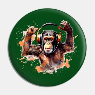 Chimpanzee listening to music Pin